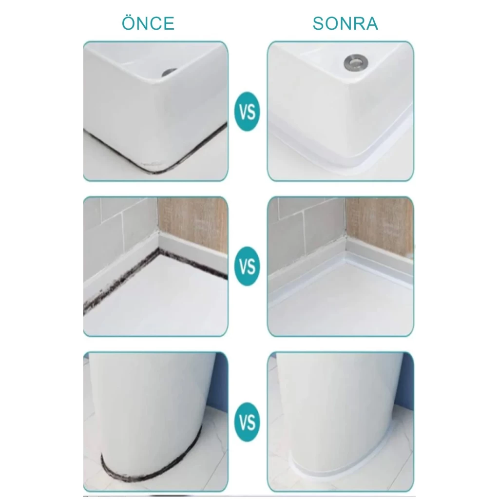 Su Sızdırmaz Geçirmez Lavabo Tezgah Küvet Duş Banyo Mutfak Pencere İzolasyon Şerit Bant 3,2 m x 38mm