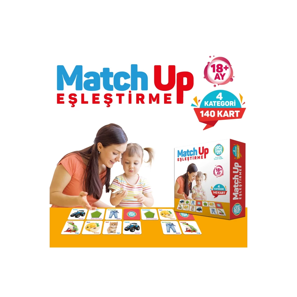 Match Up Eşleştirme Hafıza Gelişimi Görsel Algı Düşünme Becerisi Türkçe ve İngilizce Öğrenme Oyunu