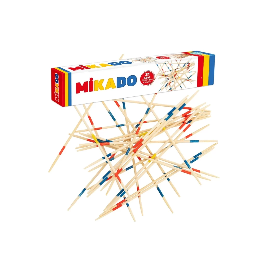 Ahşap Mikado Oyun Çubukları Mini Renkli Eğitici Motor Zeka ve Beceri Oyunu 31 Adet Çubuk