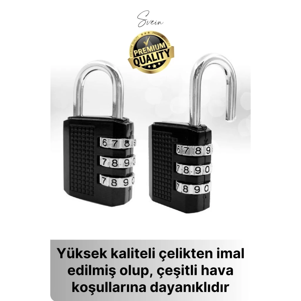 38 mm 3 Basamaklı Haneli Şifreli Premium Paslanmaz Çelik Küçük Ekstra Güçlü Şifreli Asma Kilit