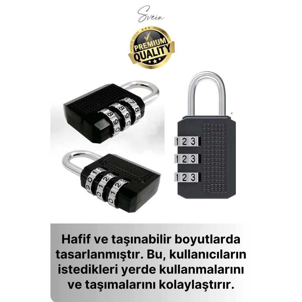 38 mm 3 Basamaklı Haneli Şifreli Premium Paslanmaz Çelik Küçük Ekstra Güçlü Şifreli Asma Kilit