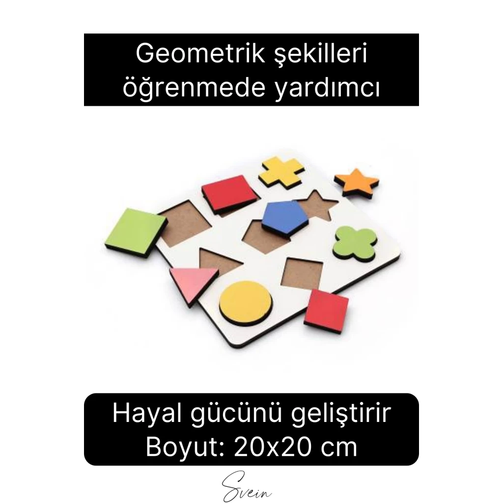 Eğitici Öğretici Ahşap Renkli Geometrik Şekil Yerleştirme Birleştirme Oyuncağı 9lu Okul Öncesi