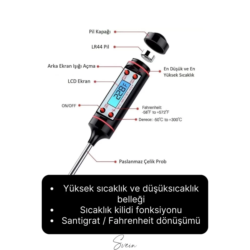 Dijital Gıda Et Tavuk Yemek Pişirme Çubuk Termometre Profesyonel Barbekü Sıcaklık Ölçer Mutfak
