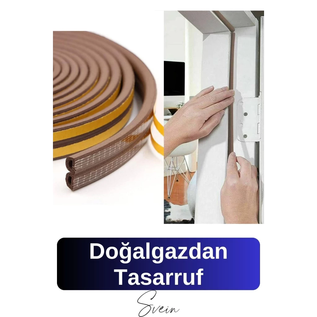 Kapı Pencere Fitili Soğuk İzolasyon Bandı Kendinden Yapışkanlı Güçlü Kauçuk Yalıtım Bant 2x10=20 Mt