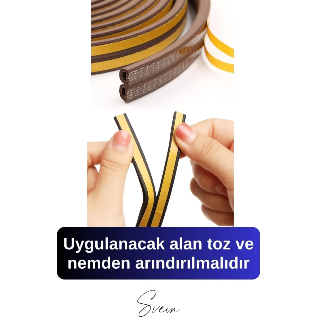 Kapı Pencere Fitili Soğuk İzolasyon Bandı Kendinden Yapışkanlı Güçlü Kauçuk Yalıtım Bant 2x10=20 Mt