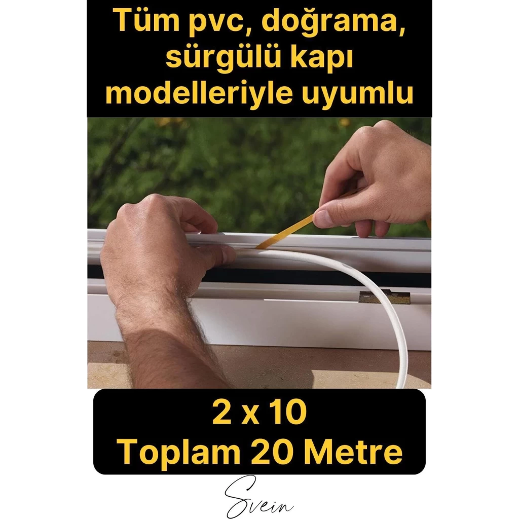Pvc Doğrama Pencere Fitili İzolasyon Bandı Kendinden Yapışkanlı Beyaz Kauçuk Yalıtım Bant 2x10=20 Mt