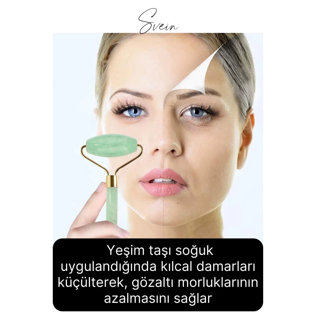 Premium %100 Doğal Yeşim Taşı 2 Başlıklı Masaj Aleti Yaşlanma Karşıtı Gua Sha Yüz Bakım Face Roller