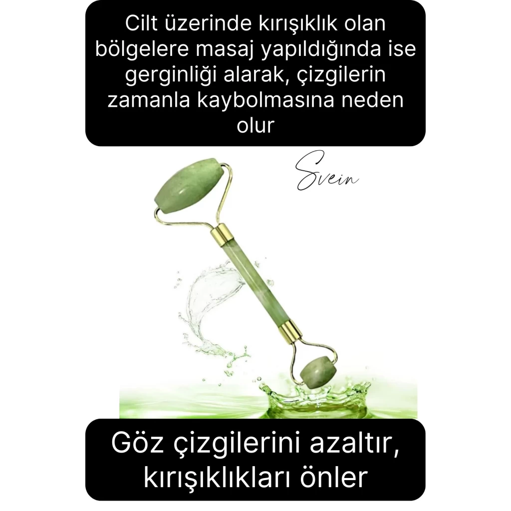 Premium %100 Doğal Yeşim Taşı 2 Başlıklı Masaj Aleti Yaşlanma Karşıtı Gua Sha Yüz Bakım Face Roller