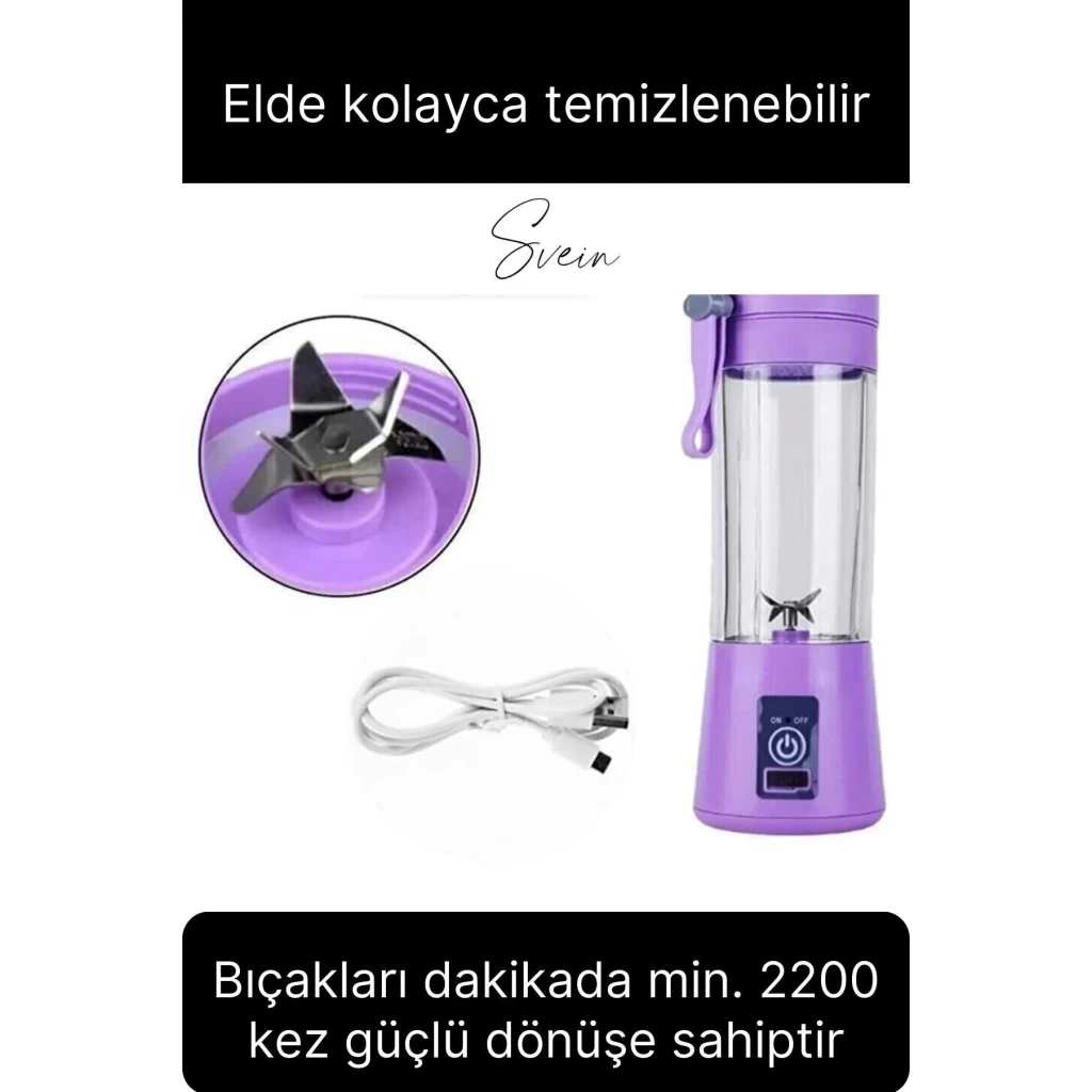 Portatif Taşınabilir Elektrikli Mini Meyve Sıkacağı Smoothie Milkshake Şarjlı Blender Karıştırıcı