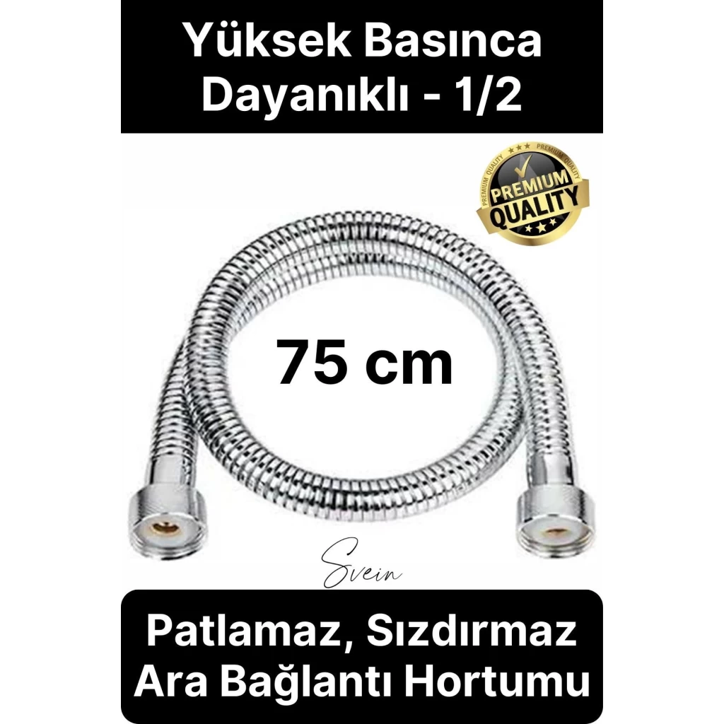 75 cm Kısa Tepe Ara Duş Hortumu Spiral Robot Ara Bağlantı Örgülü Dayanıklı Kopmaz Patlamaz Sızdırmaz