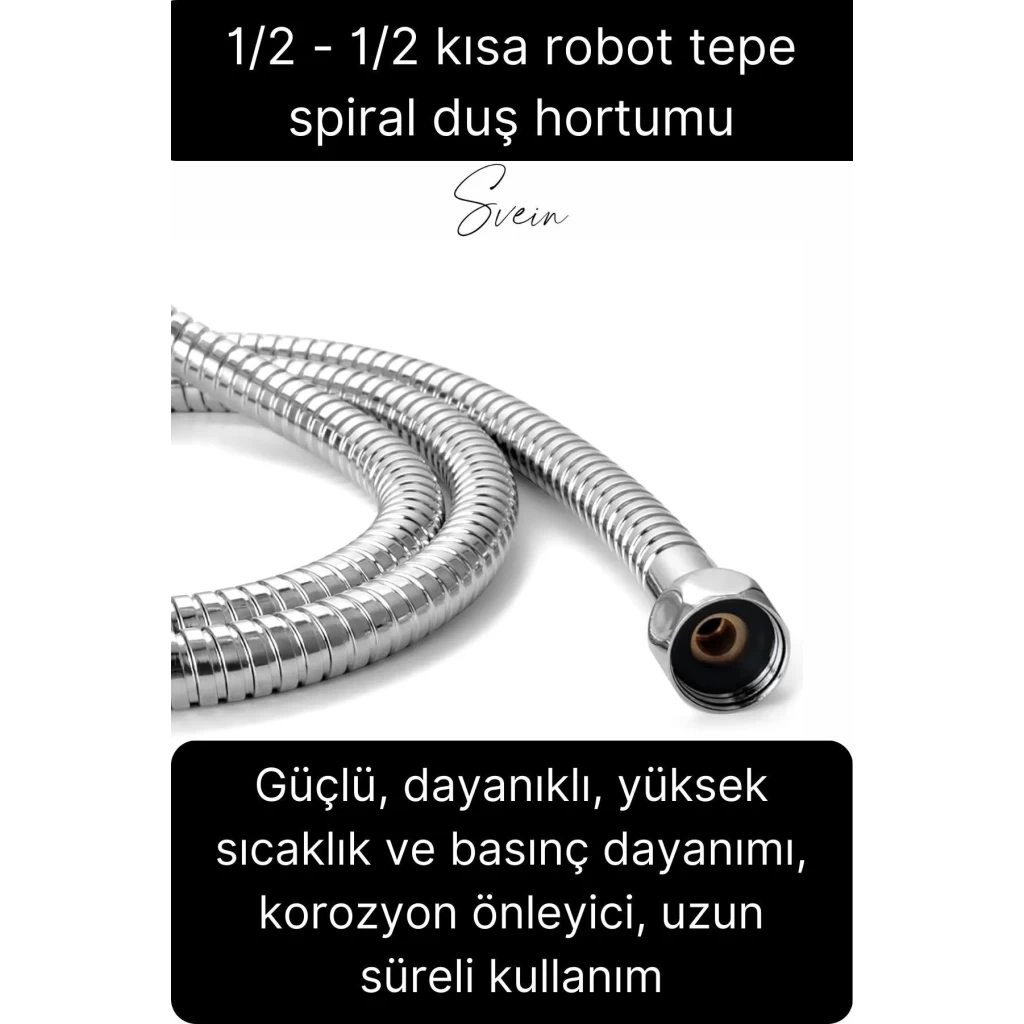 75 cm Kısa Tepe Ara Duş Hortumu Spiral Robot Ara Bağlantı Örgülü Dayanıklı Kopmaz Patlamaz Sızdırmaz