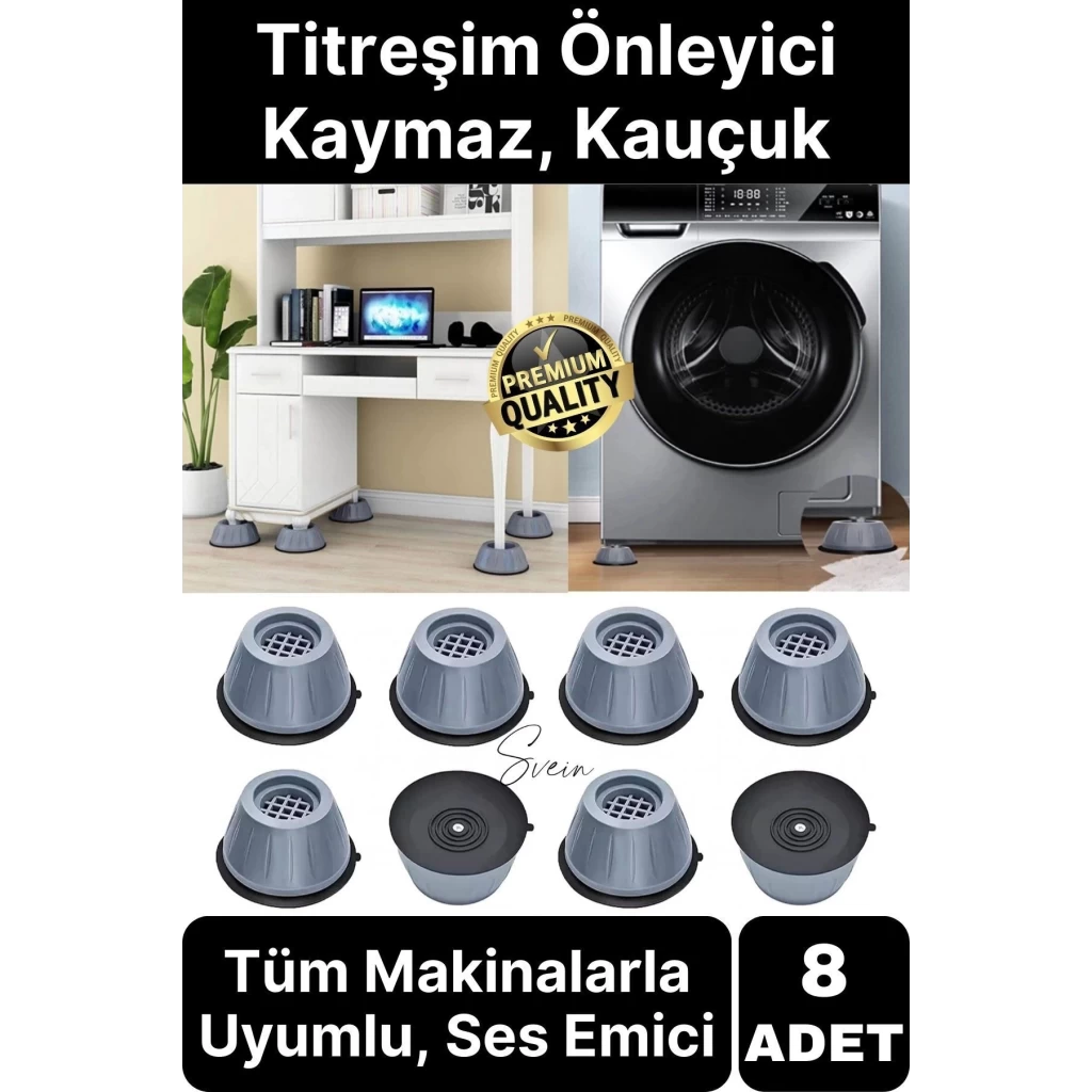 8li Gürültü Engelleyici Kaymaz Titreşim Önleyici Kauçuk Ayak Ped Çamaşır Makinesi Beyaz Eşya Stoper