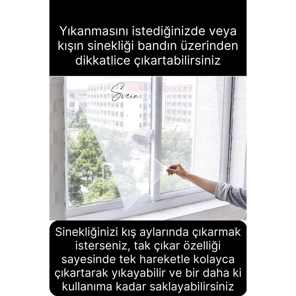 4 Adet Pratik Cam Pencere Kapı Uyumlu Çift Kanat Yırtılmaz Dayanıklı Kendinden Yapışkanlı Sineklik