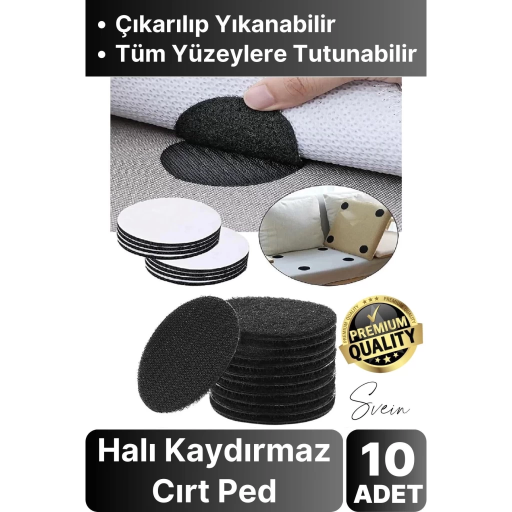 10 Adet Halı Kilim Koltuk Örtü Sabitleyici Kaydırmaz Cırt Kendinden Yapışkanlı Ped Yıkanabilir Bant