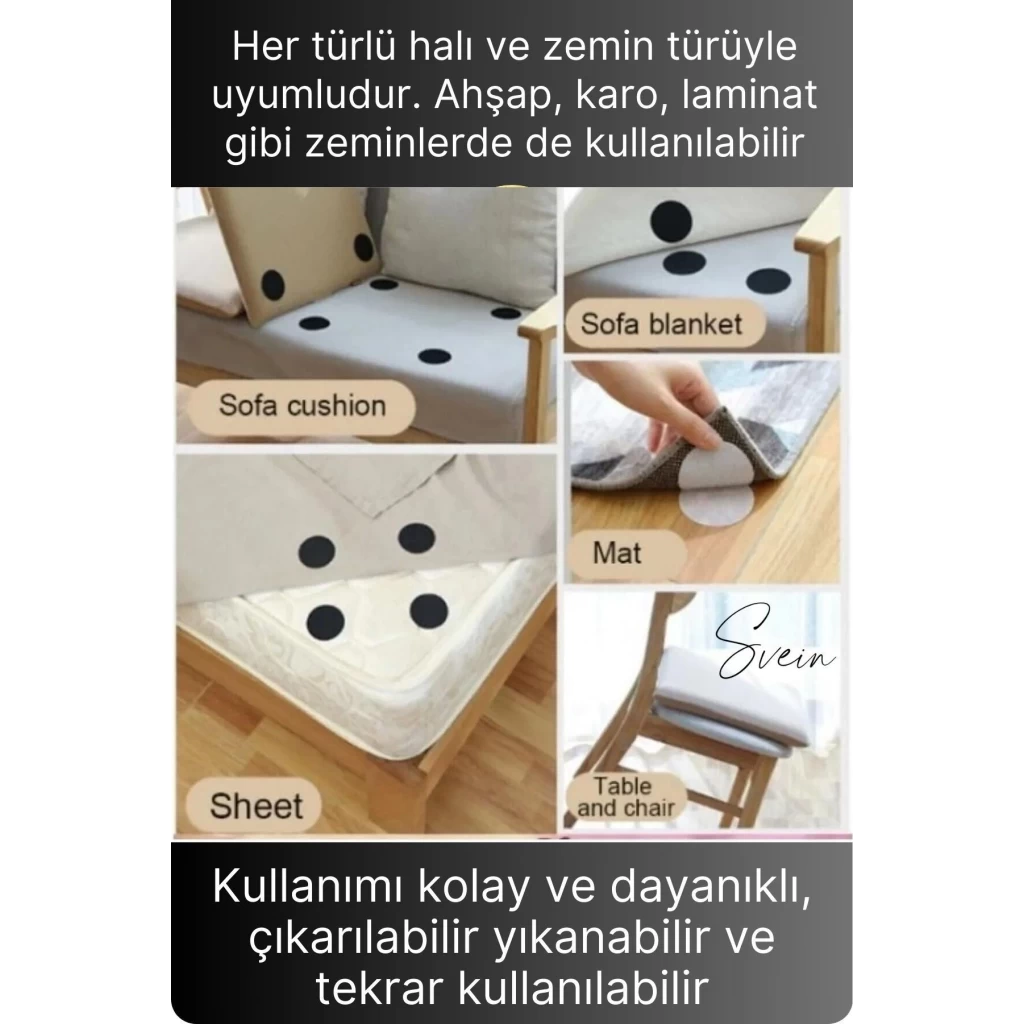 10 Adet Halı Kilim Koltuk Örtü Sabitleyici Kaydırmaz Cırt Kendinden Yapışkanlı Ped Yıkanabilir Bant