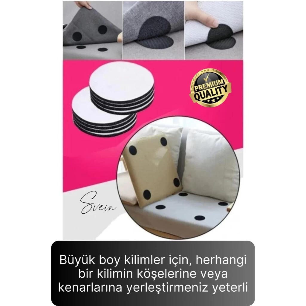 10 Adet Halı Kilim Koltuk Örtü Sabitleyici Kaydırmaz Cırt Kendinden Yapışkanlı Ped Yıkanabilir Bant