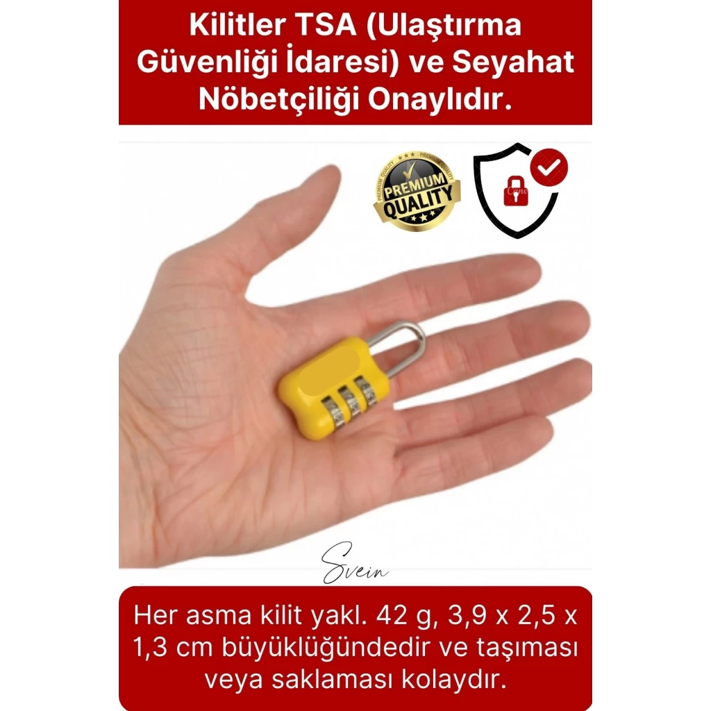 Premium Seyahat Tipi Şifreli TSA Onaylı Kırılmaz Çelik Bagaj Valiz Çanta Dolap Asma Kilit seti