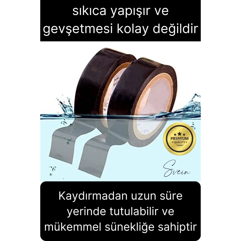4 Ad. Premium Kalite 20 Mt Yalıtım İzole PVC Elektrik Bandı Su Geçirmez Sızdırmaz Koruma Bant Siyah