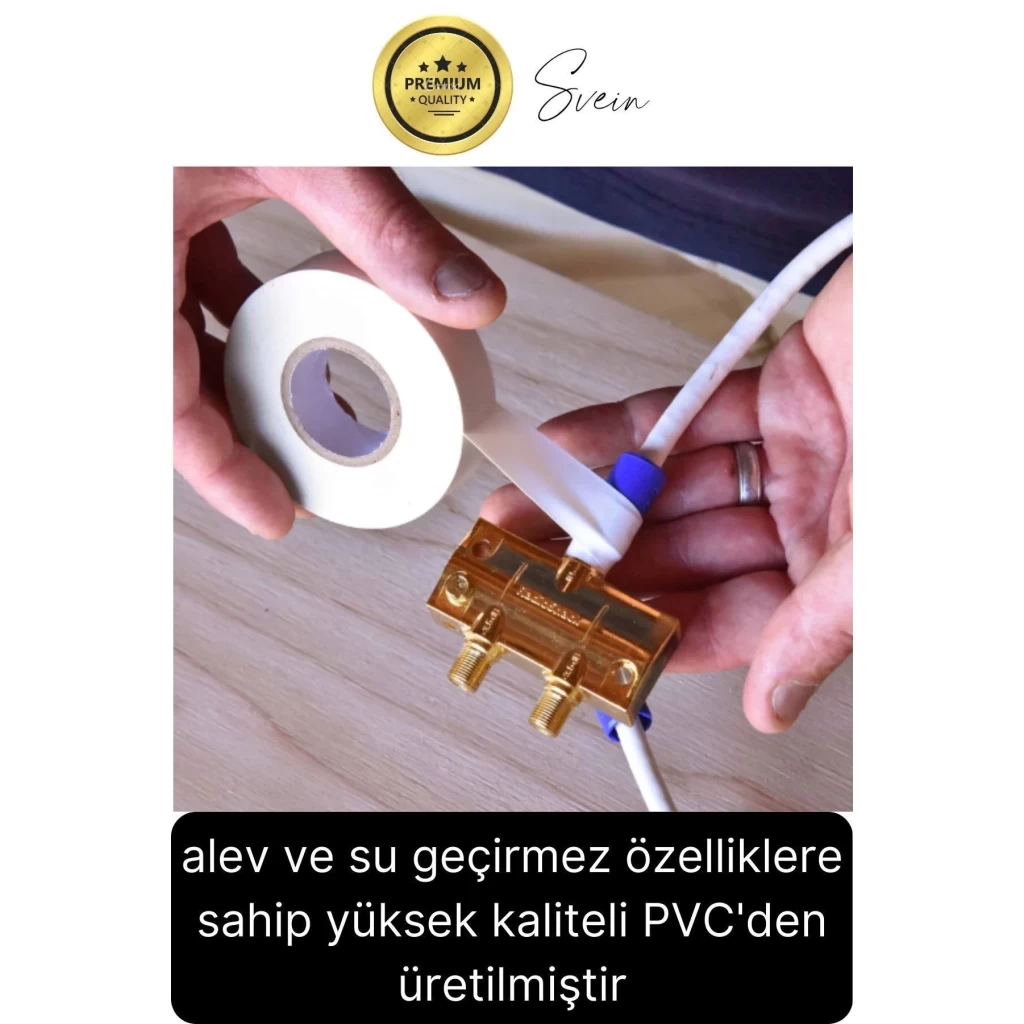 40 Ad. Premium Kalite 20 Mt Kablo Yalıtım PVC Elektrik Bandı Dayanıklı Sızdırmaz Koruma Bant Beyaz