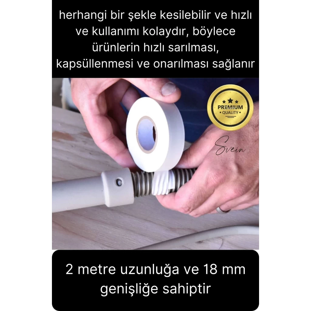 40 Ad. Premium Kalite 20 Mt Kablo Yalıtım PVC Elektrik Bandı Dayanıklı Sızdırmaz Koruma Bant Beyaz