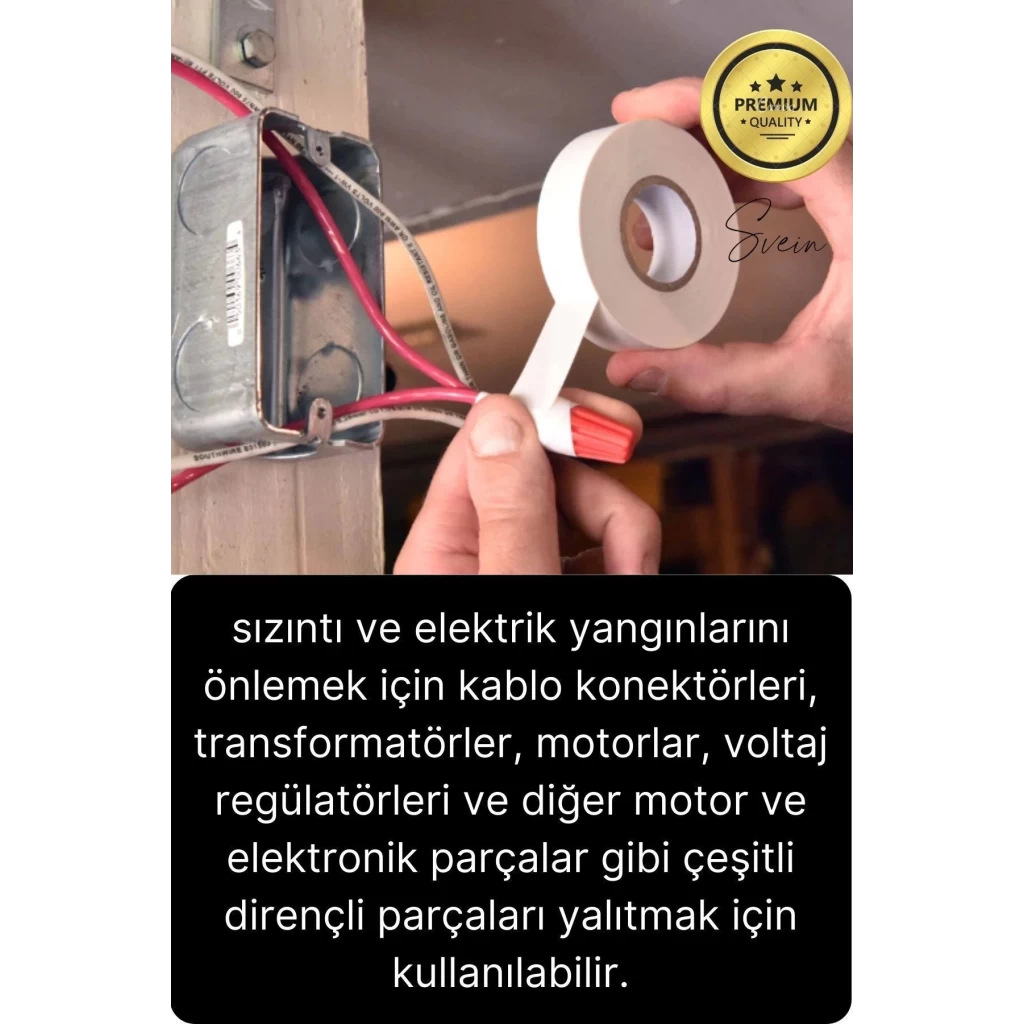 40 Ad. Premium Kalite 20 Mt Kablo Yalıtım PVC Elektrik Bandı Dayanıklı Sızdırmaz Koruma Bant Beyaz