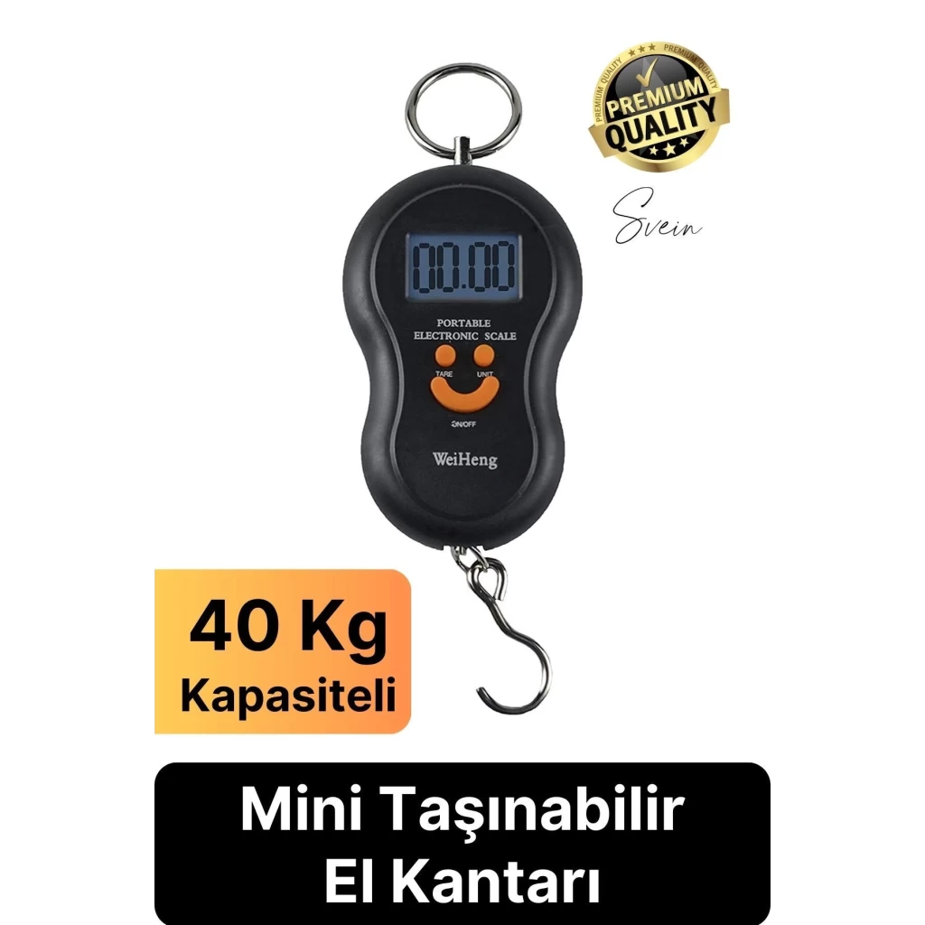 Premium Elektronik Çengelli Tartı El Kantarı Askı Mini Taşınabilir Terazi 40 kg Bagaj Ağırlık Ölçme