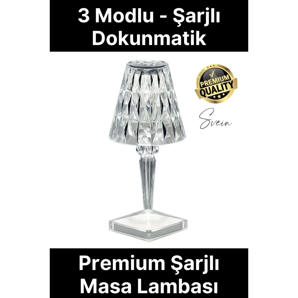 Premium Dimli 3 Işık Renkli Şarjlı Masa Lambası Led Abajur Dokunmatik Lambader Beyaz Günışığı