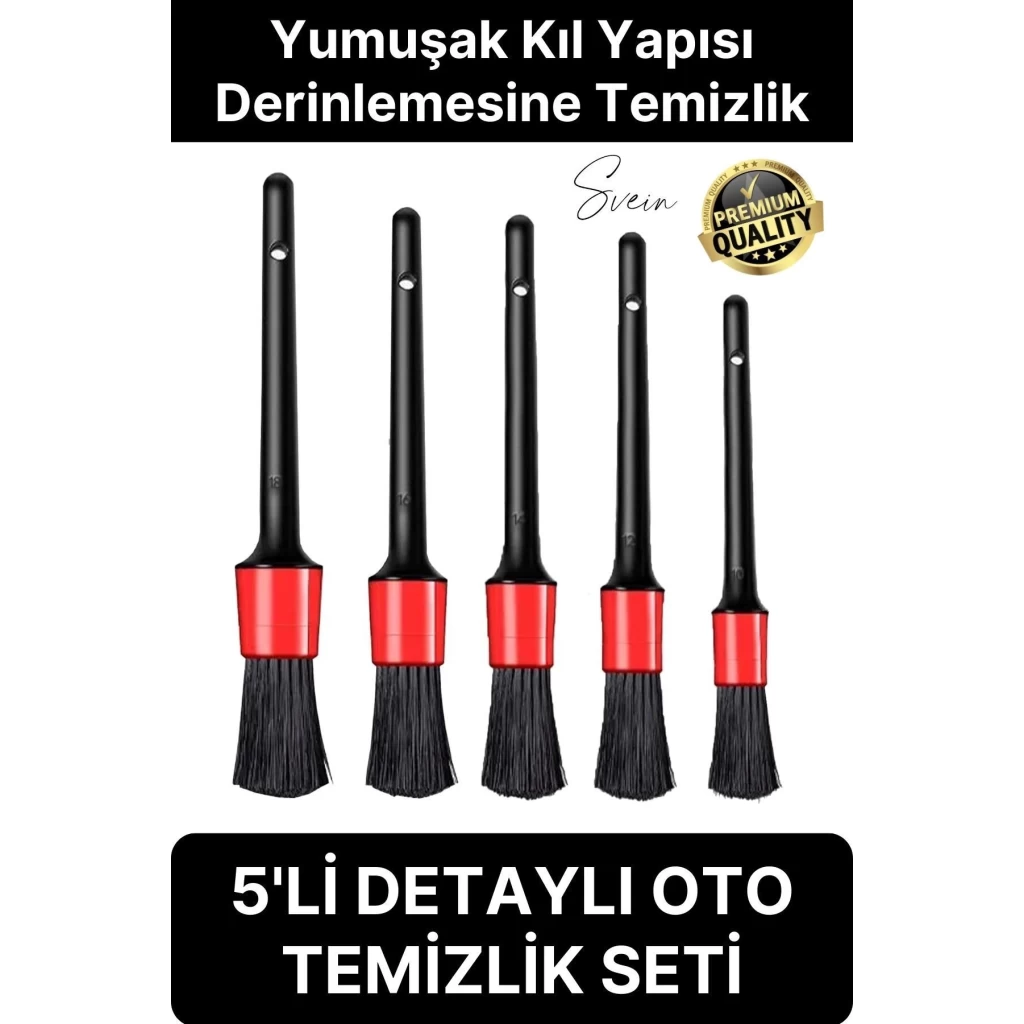 Premium 5 Parça Yumuşak Kıllı Temizleme Fırçası Detaylı Otomobil İç Araç Temizlik Seti Sökücü Bakım