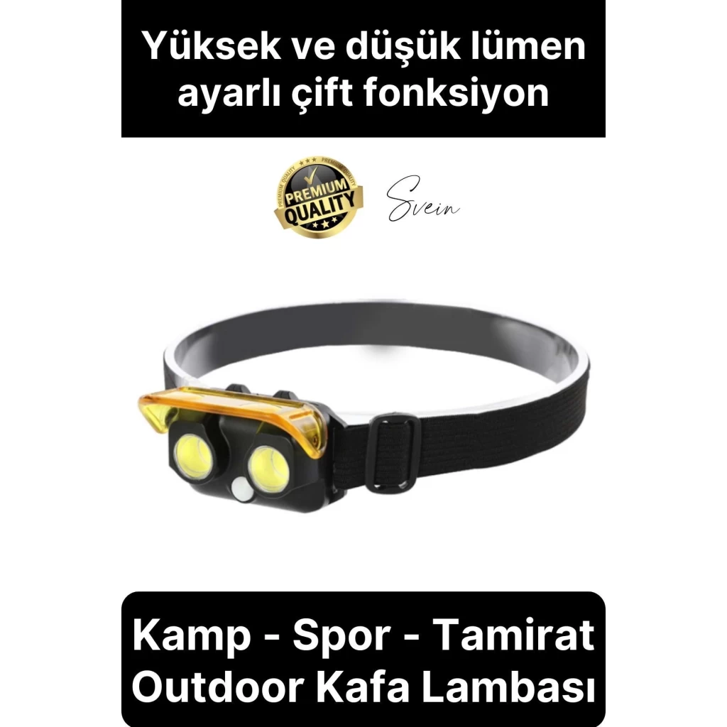 Premium Led Kafa Lambası Cob 80 Lümen Güçlü Aydınlatma Kamp Spor Tamirat Outdoor Ayarlı Fonksiyonel