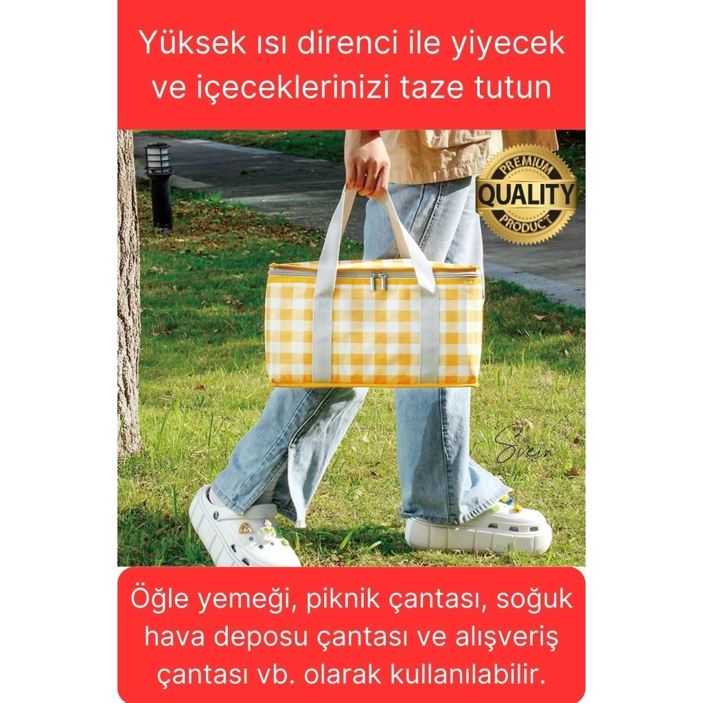Premium Soğuk Sıcak Termal Piknik Kamp Çantası Yemek Taşıma Yalıtımlı Piknik Termos Buz Aküsü Hediye