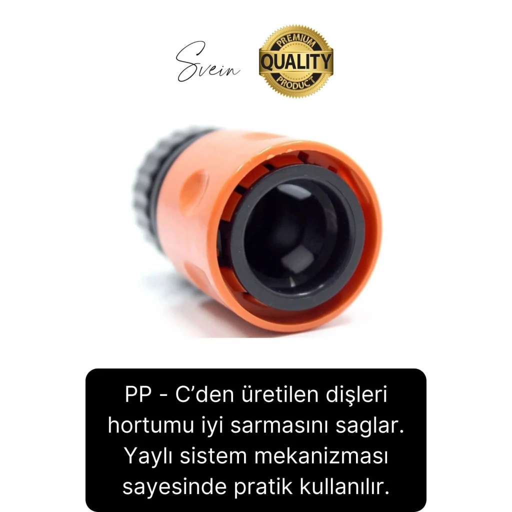 3lü Hortum Musluk Bağlantı Seti 1/2” - 3/4” Otomatik Kopmaz Çıkmaz Kırılmaz Dayanıklı Bahçe Sulama