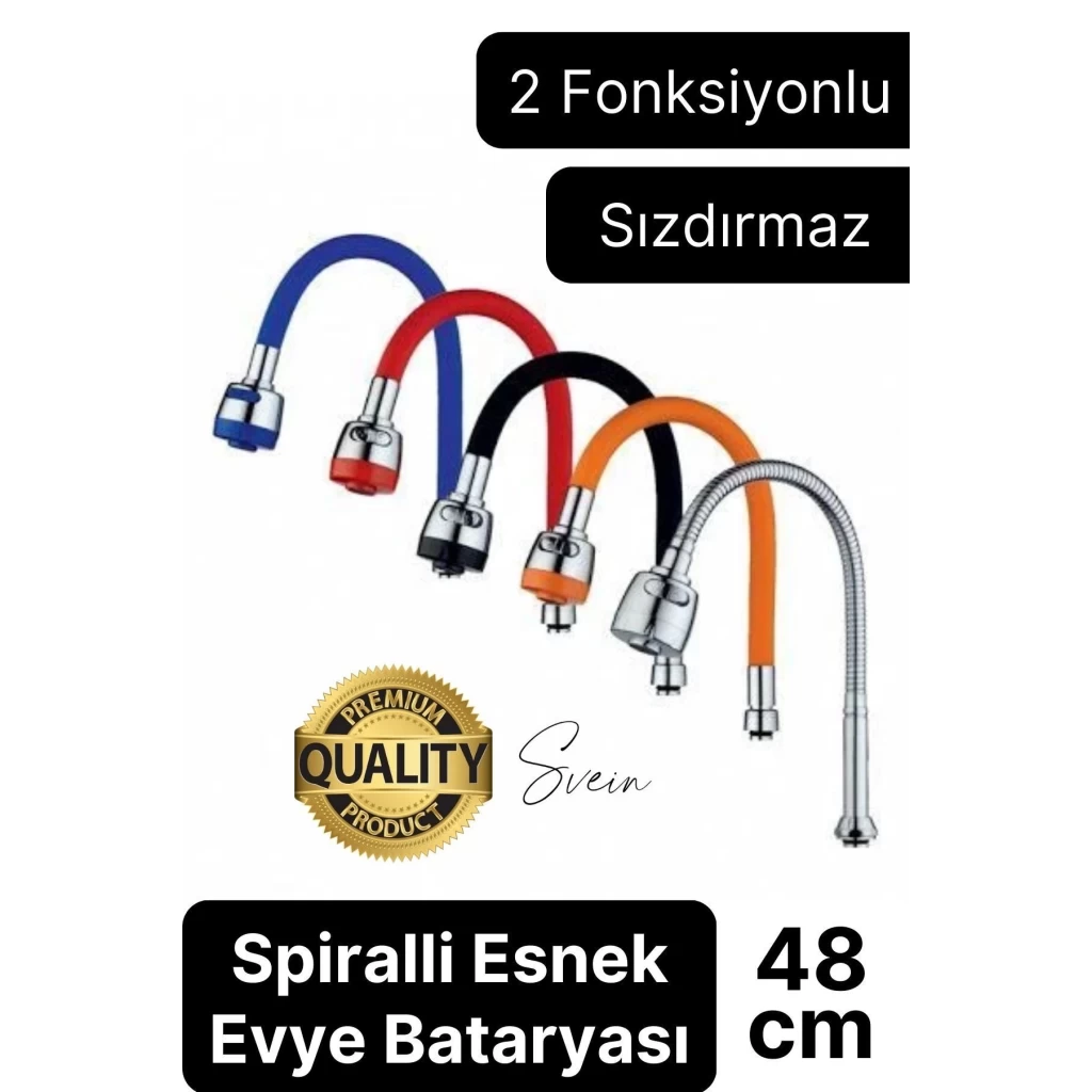 Premium Esnek Spiralli Akrobat Fonksiyonel Batarya Lavabo Musluk Borusu Evye Ayarlanabilir Kademeli