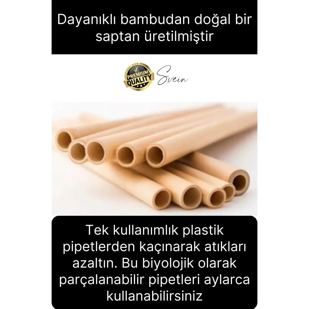 Özel Üretim Bambu 4 Adet Doğal Sağlıklı Yeniden Kullanılabilir Yıkanabilir Çevre Dostu Pipet Kamış