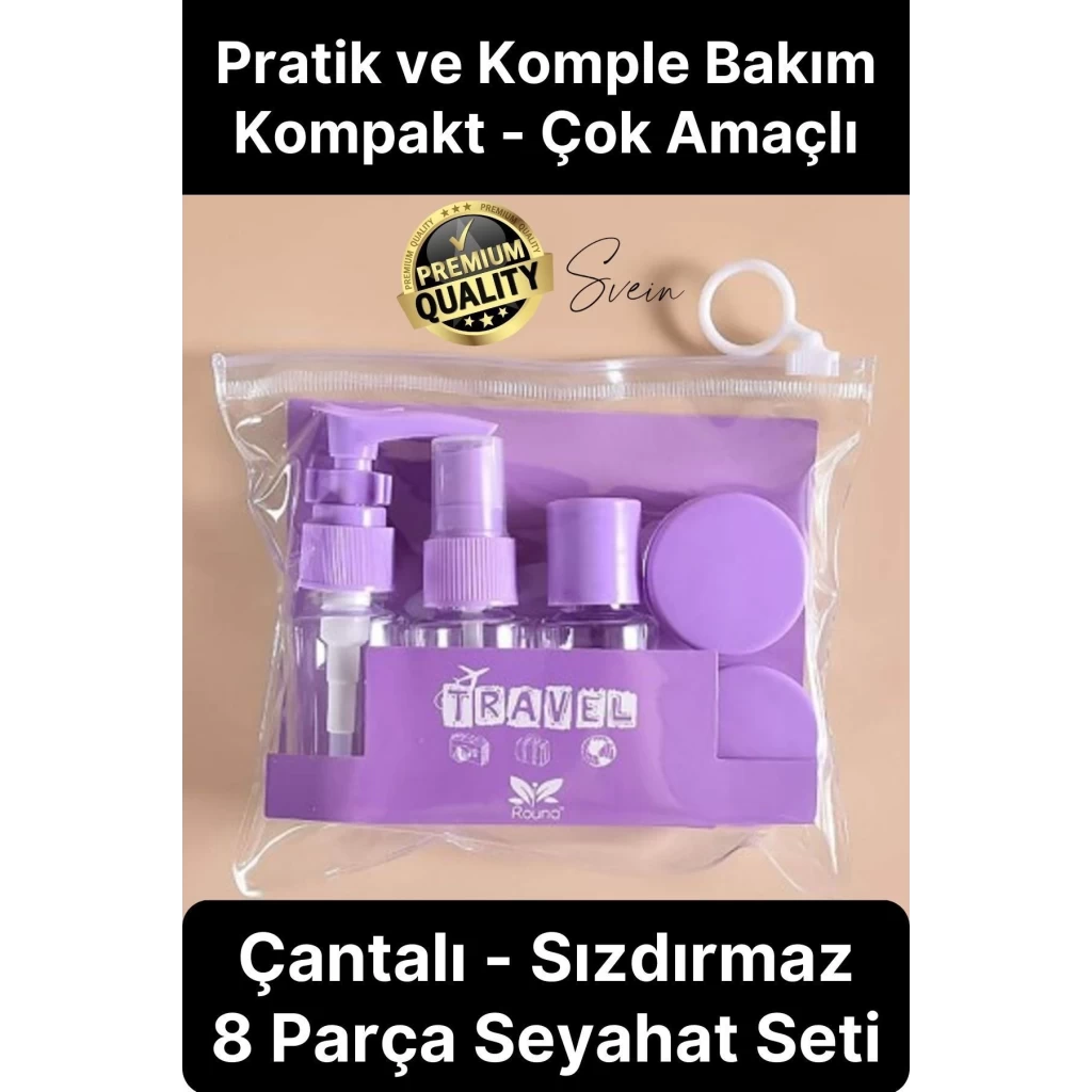 Deluxe 8 Parça Seyahat Banyo Seti Temizlik Şampuan Şişesi Sızdırmaz Çok Amaçlı Doldurulabilir Krem