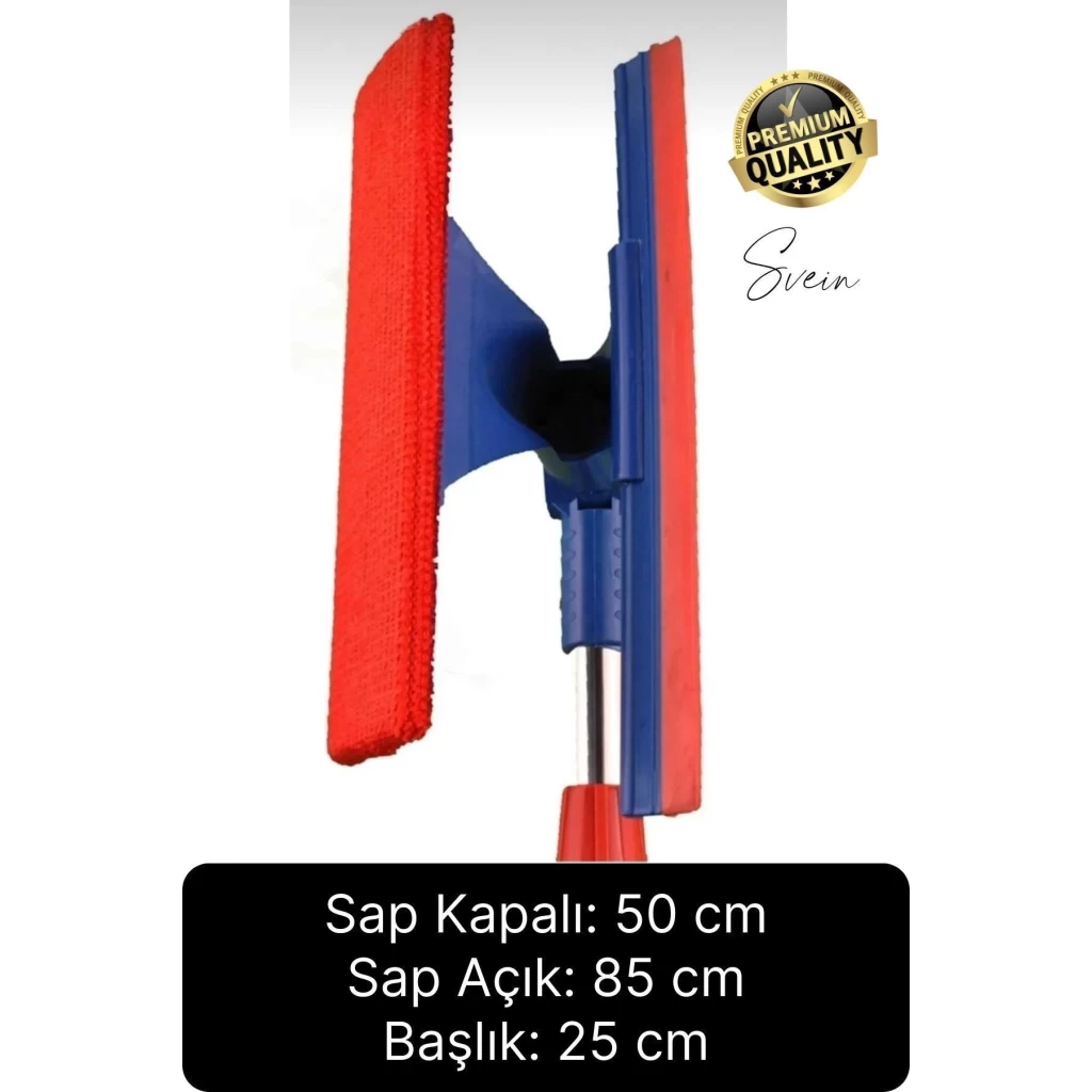 Teleskopik Çift Taraflı Pratik Cam Duvar Fayans Silme Aparatı Çekçekli Mop Uzayabilen Pencere