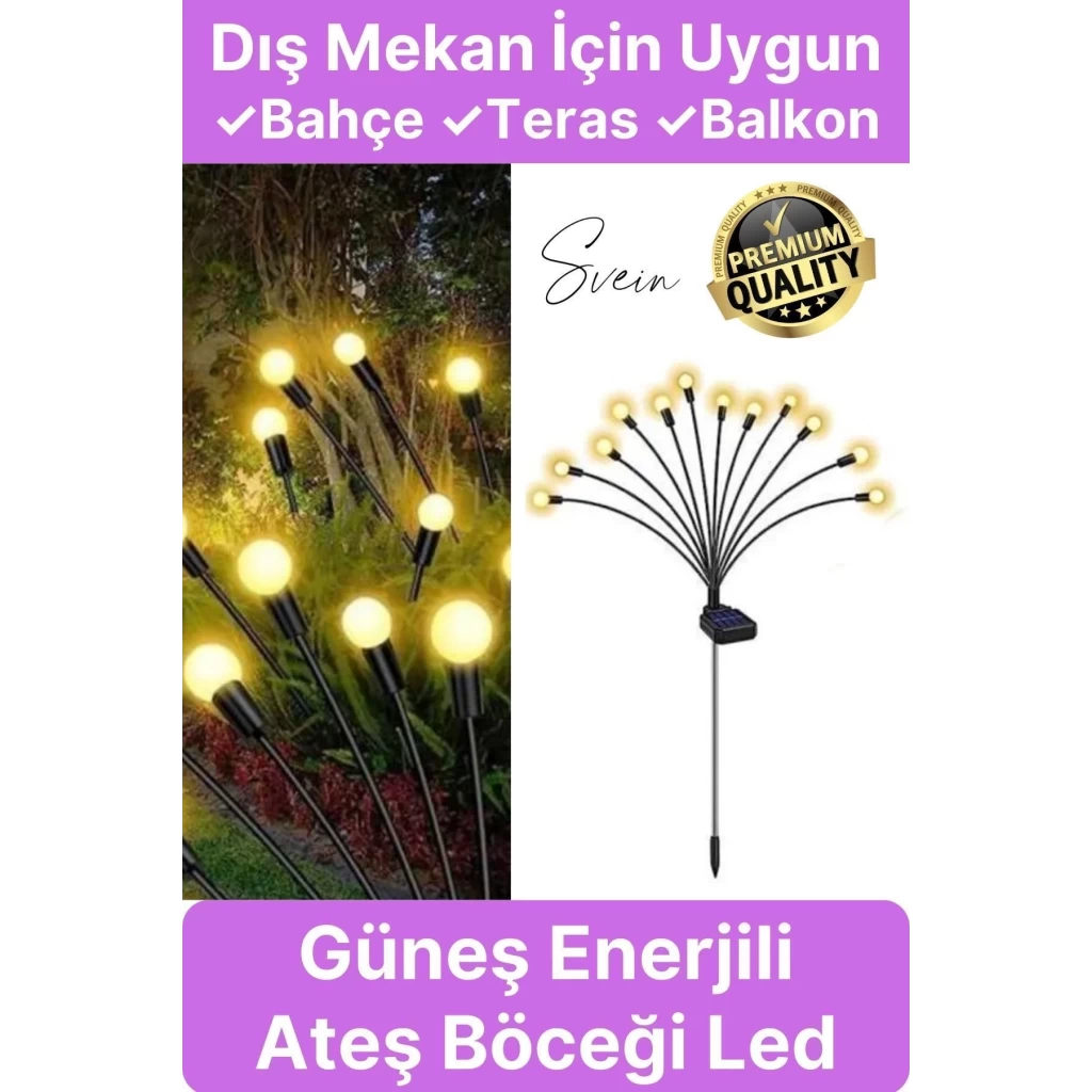 Premium Güneş Enerjili Solar Dış Mekan Su Geçirmez Bahçe Peyzaj Aydınlatma Süs Led Işık Saçaklı