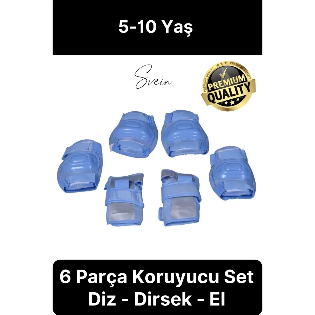 Premium Çocuk İçin Paten Kaykay Scooter Bisiklet Koruyucu Dizlik Dirsek Set Takımı 6 Parça Ekipman