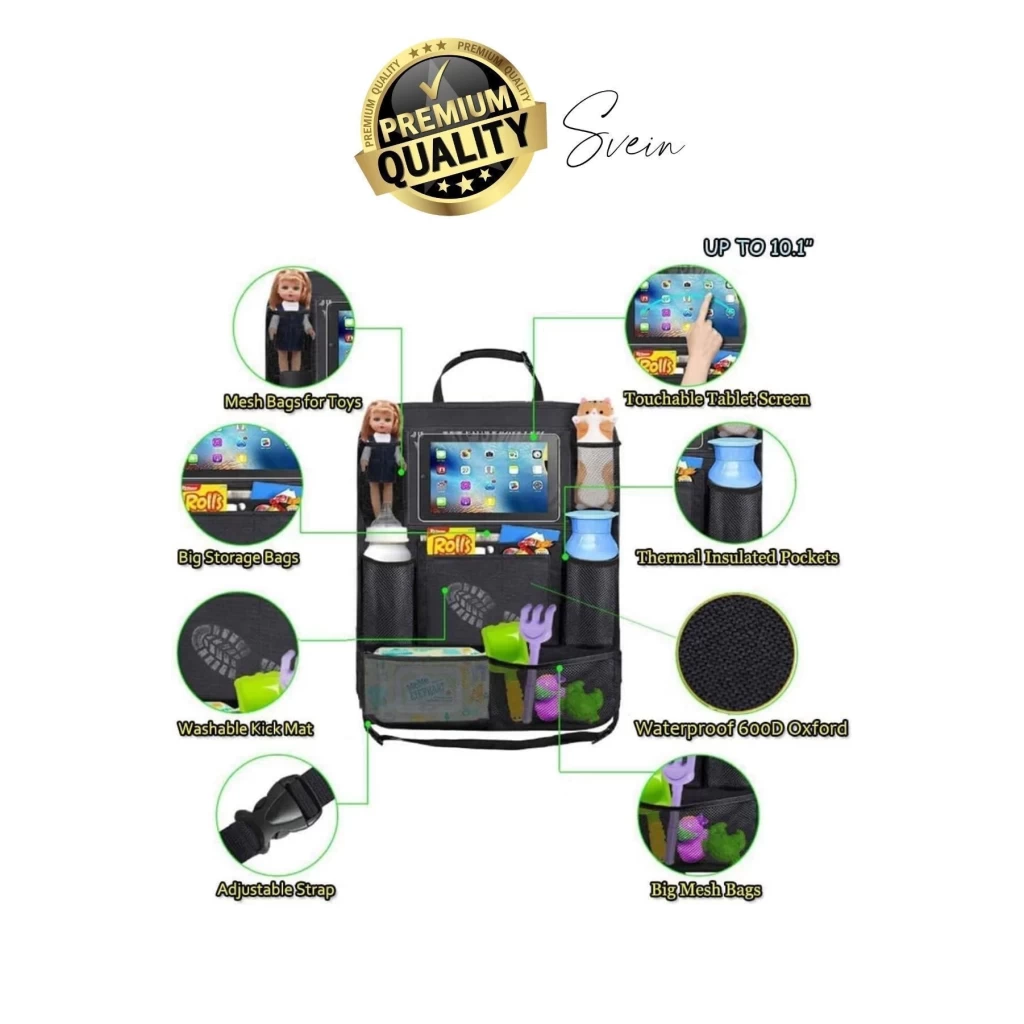 Premium Oto Koltuk Arkası Şeffaf Koruyucu Kılıf Tablet Tutucu Araç İçi Düzenleyici Pratik Organizer