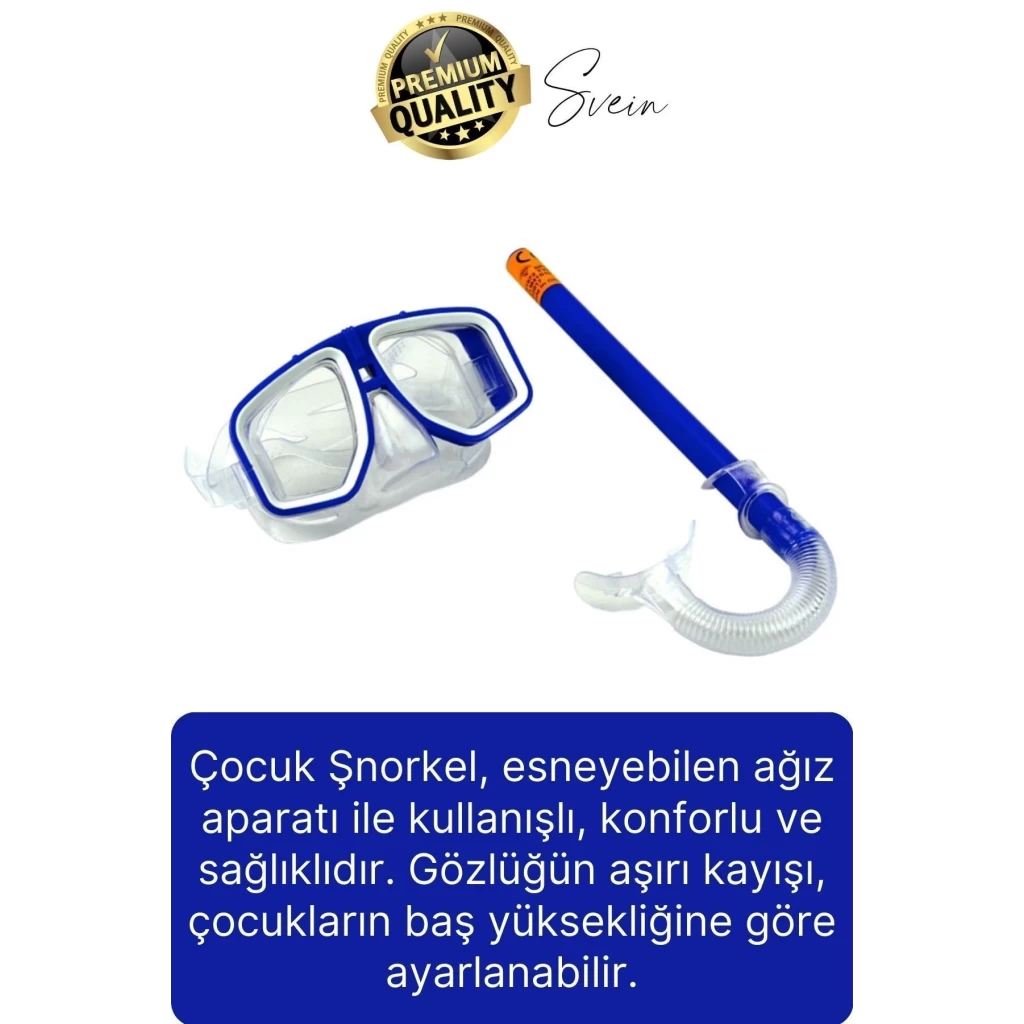 Premium Çocuk Dalış Gözlüğü Ve Şnorkel Set Vakumlu Ayarlanabilir Güvenli Su Sızdırmaz Deniz Havuz