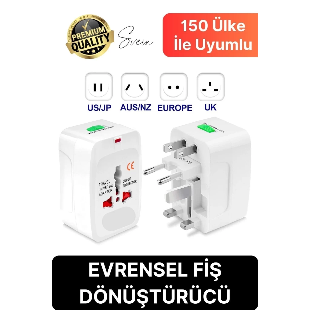 Premium Evrensel Fiş Dönüştürücü Adaptör İnternational Uluslararası Tüm Ülkelerle Uyumlu Seyahat