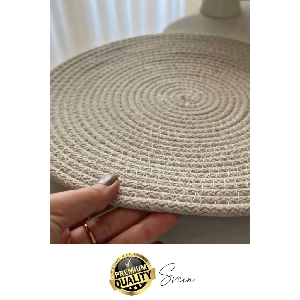 4 Adet Deluxe Krem Jüt Supla Sunum Amerikan Servis Sunum Tabak Tava Altlığı Kumaş Runner Örme Yanmaz