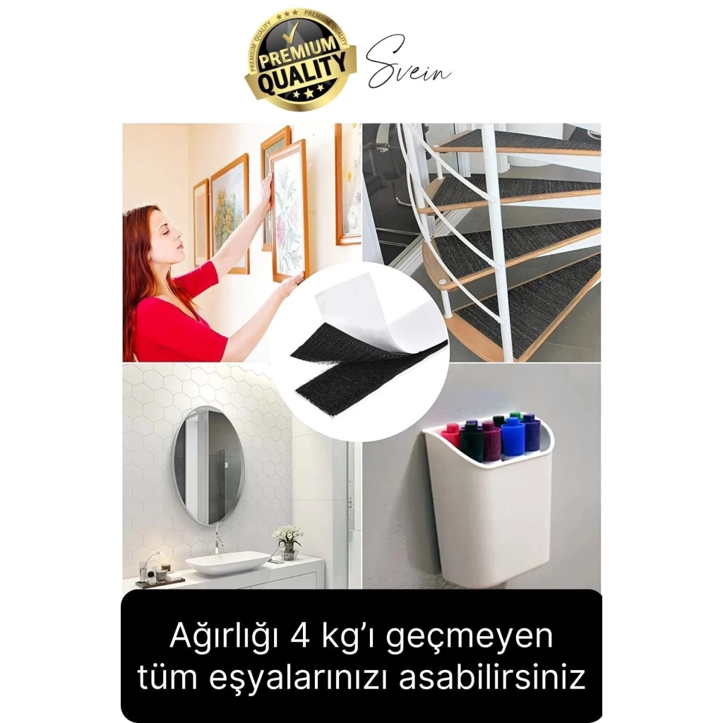 Premium Çivisiz Resim Çerçeve İz Bırakmaz Sökülebilen Tablo Asma Bandı 8li Set Cırt Bant Yapışkan
