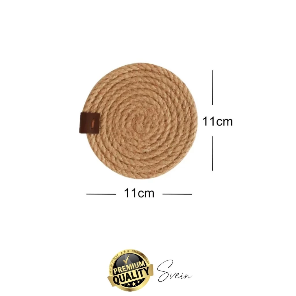 Özel Üretim 6 Adet Jüt Dokuma Halat İçecek Bardak Altlığı Seti Hasır Yuvarlak Sofra Rattan El Yapımı