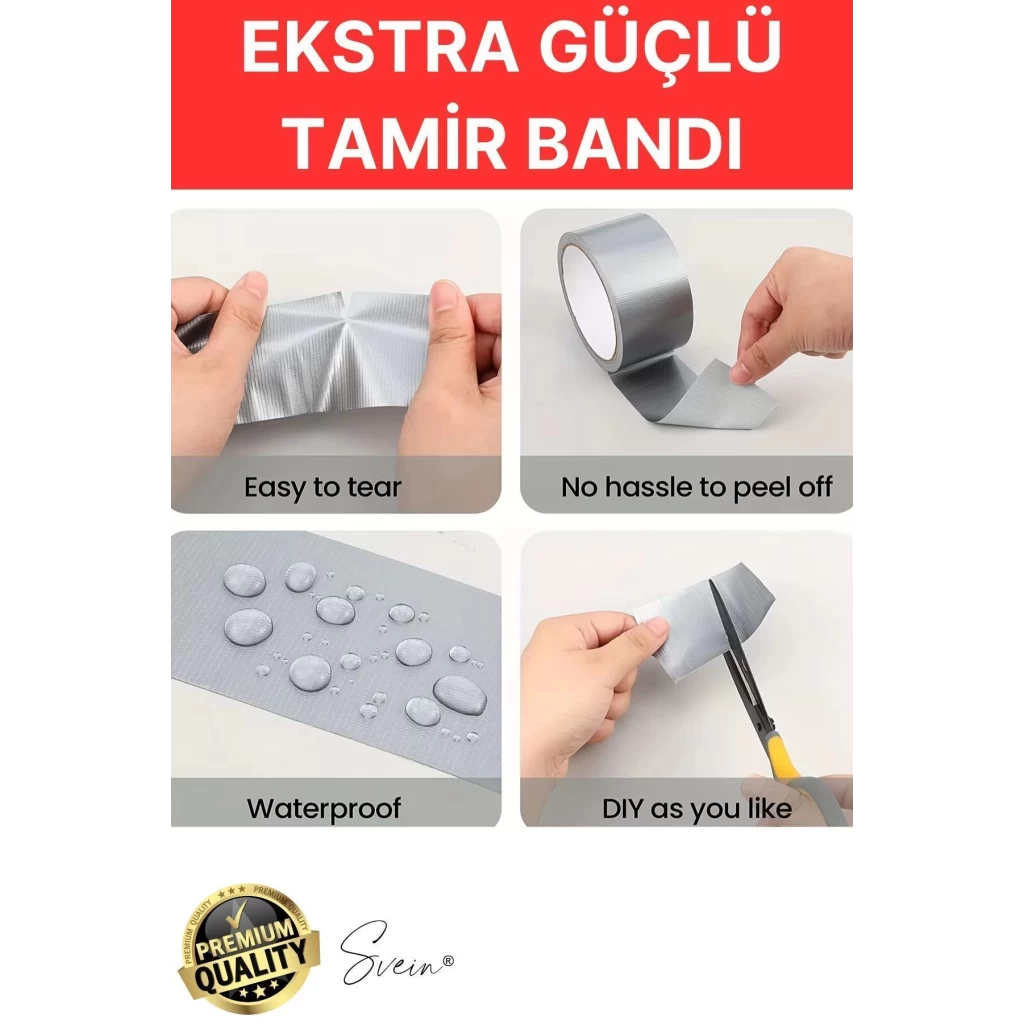 3 Adet 10 Mt Gri Lifli Tamir Takviye Onarım Bandı Su Geçirmez Sızdırmaz Kuvvetli Dayanıklı Çatlak