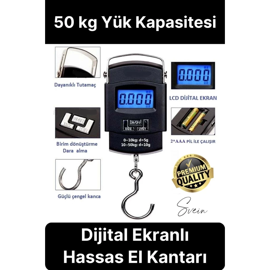 Taşınabilir Hassas Elektronik Terazi El Askılı Ölçekli LCD Dijital Göstergeli Ağırlıkları Bagaj