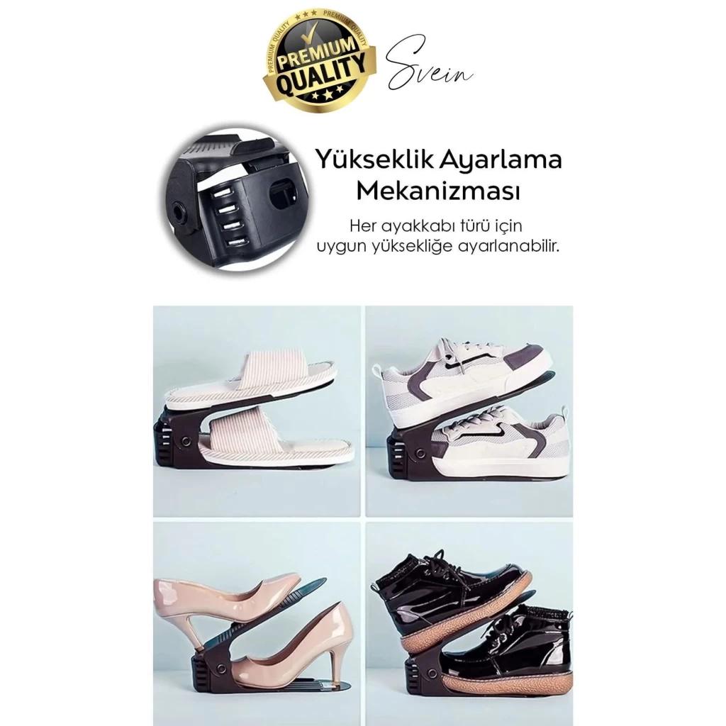 3 Adet Ayakkabı Rampası İstifleyici Dolap İçi Depolama Organizer Koruyucu Düzenleyici Ayarlanabilir