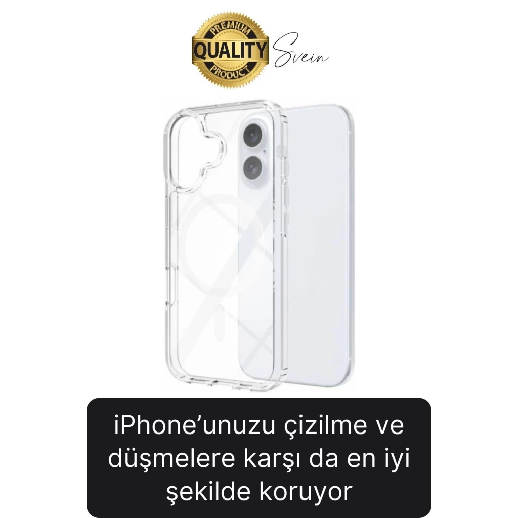 Premium Apple İphone 16 Plus 6.7 inç Uyumlu Kablosuz Şarj Destekli Sert Silikon Şeffaf Kılıf Magsafe