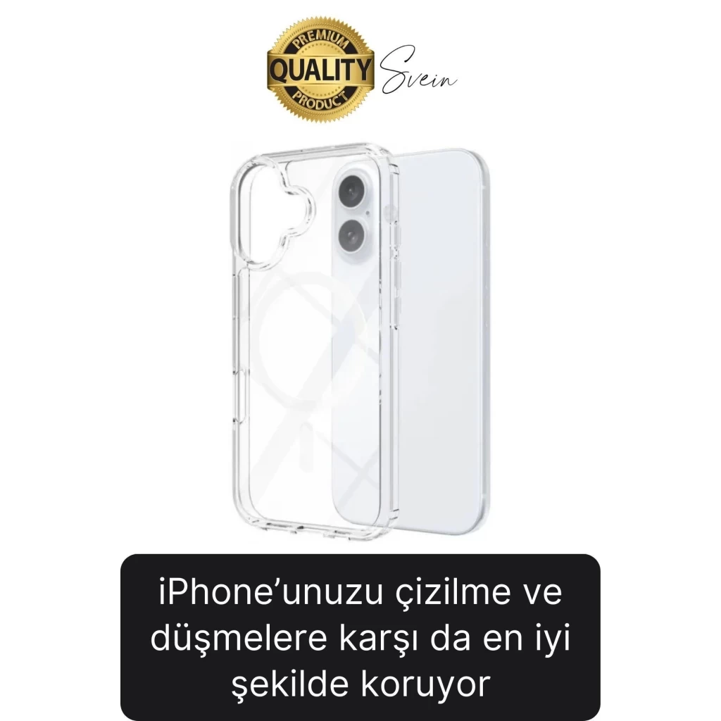 Premium Apple İphone 16 6.1 inç Uyumlu Kablosuz Şarj Destekli Sert Silikon Şeffaf Kılıf Magsafe