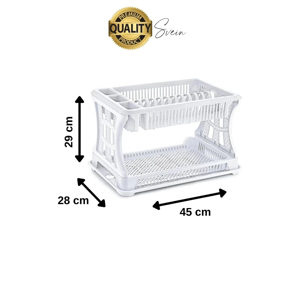 Premium İki Katlı Tabaklık Tezgah Üstü Bulaşıklık Bardak Tabak Kurutucu Mutfak Düzenleyici Plastik