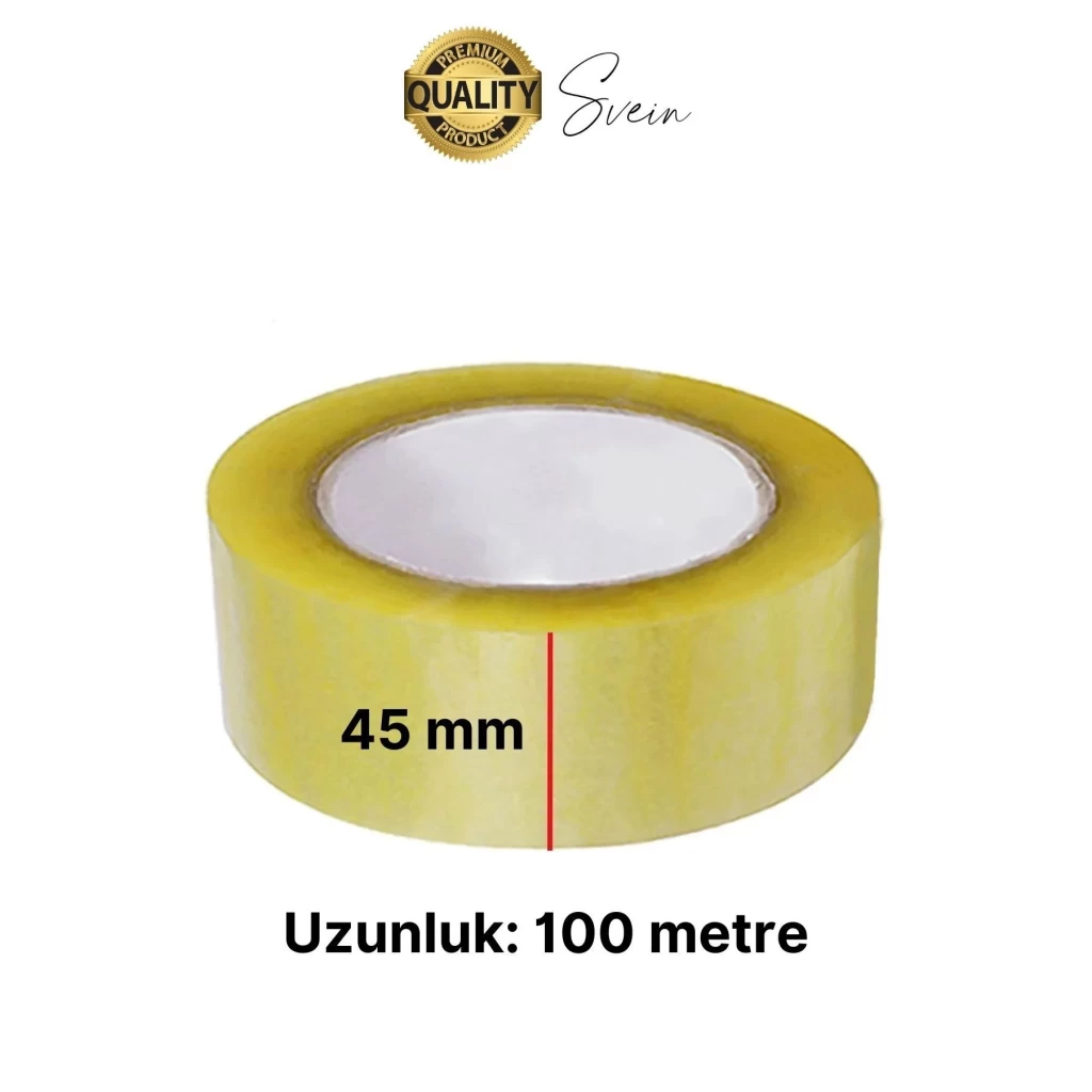 Ekstra Güçlü Yeni Formül 12 Adet 45 mm x 100 mt Koli Bandı Şeffaf Dayanıklı Bant Taşınma Ambalaj